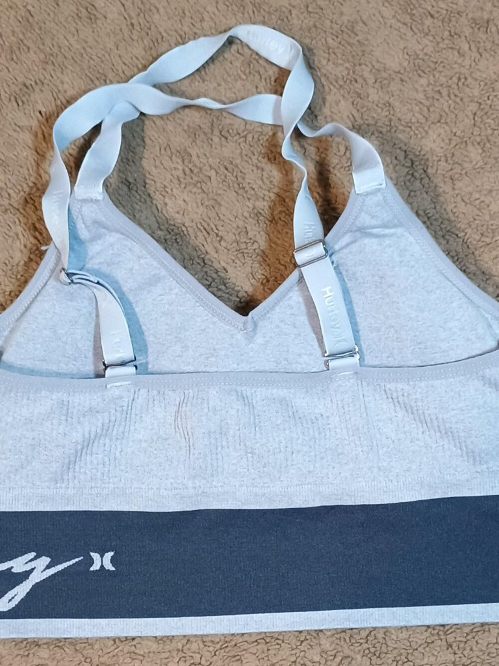 Hurley/Sports Bra/Womens Medium/Blue Cross Back Plunge V Athleisure Active Top - Picture 7 of 7